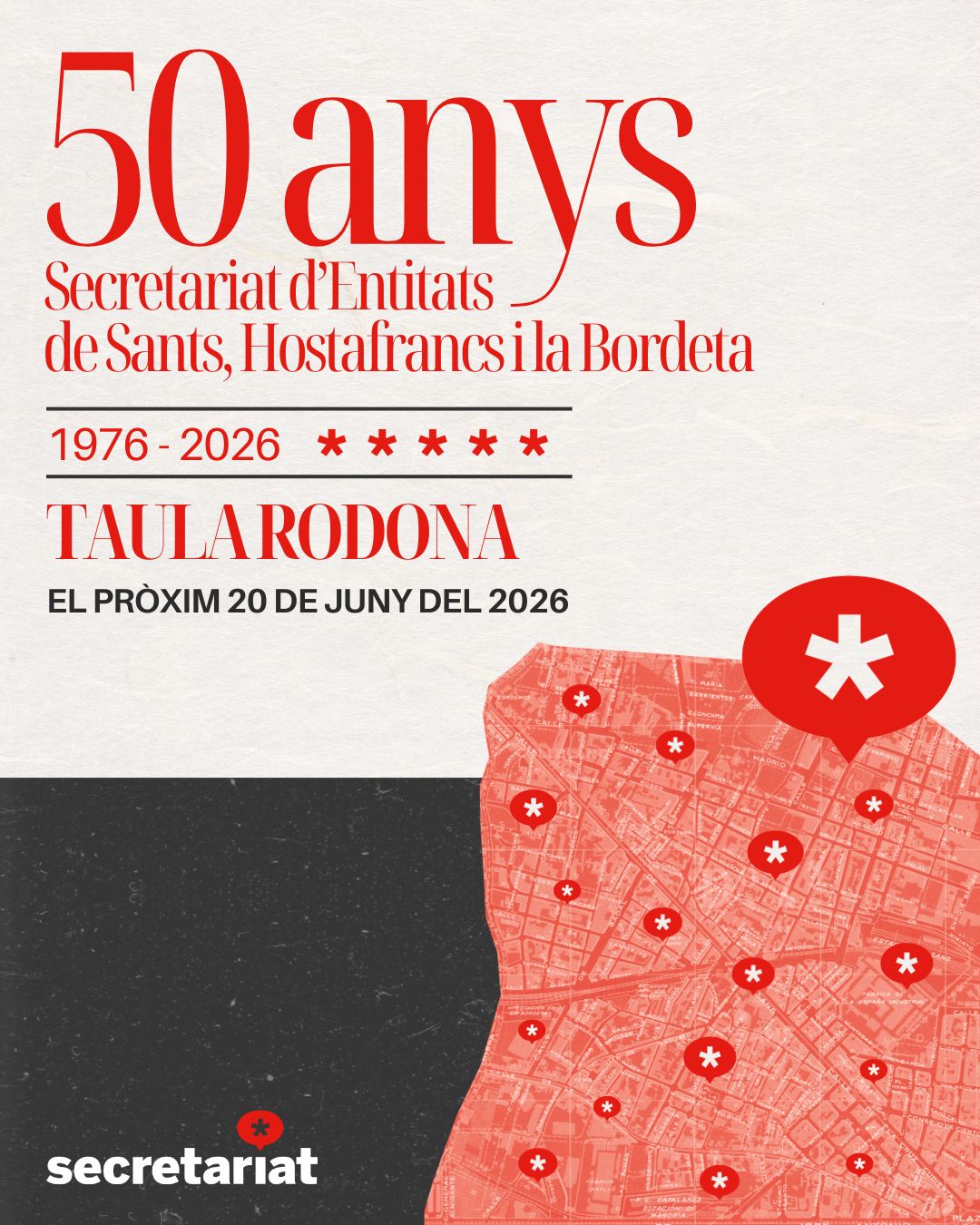 cartell informatiu de l'anviversari del secretariat d'entitats