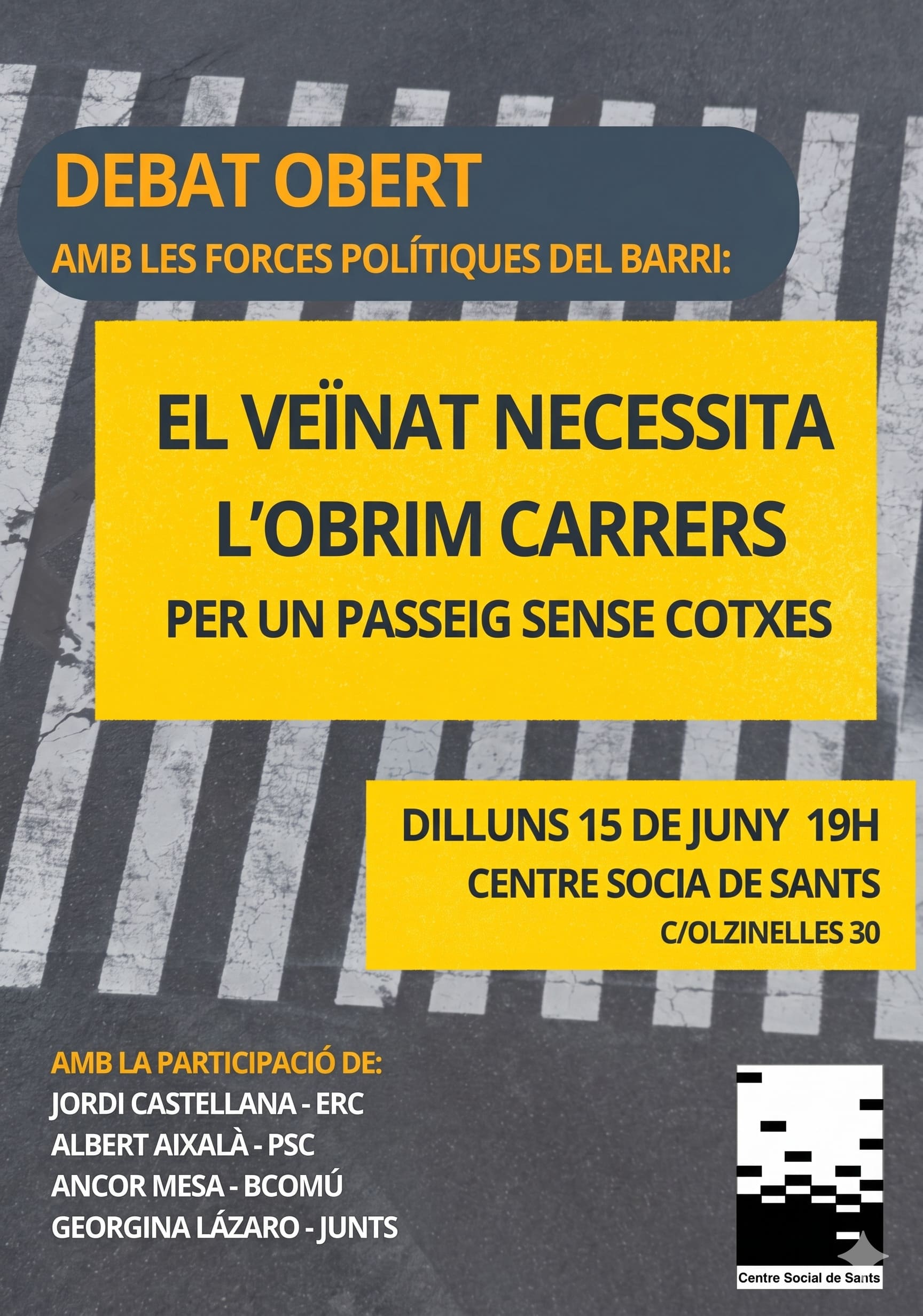 Cartell informatiu del debat Obrim Carrers