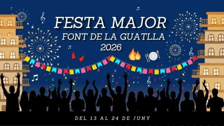 CAtell anujciant la Festa Major de la Font de la Guatlla